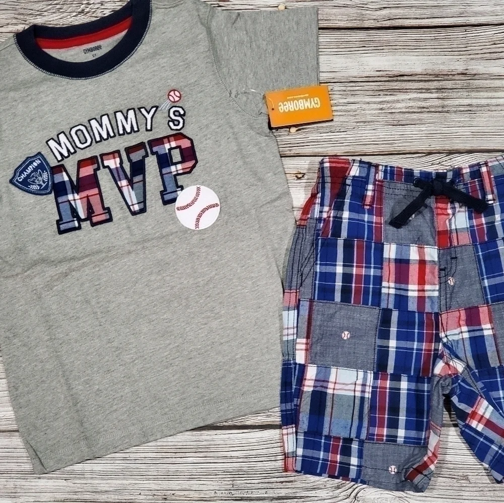 5T T-Shirts 4T Shorts Baseball Outfit Gymboree NWT